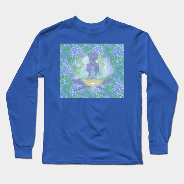 Meditation heart lotus Long Sleeve T-Shirt by shimaart